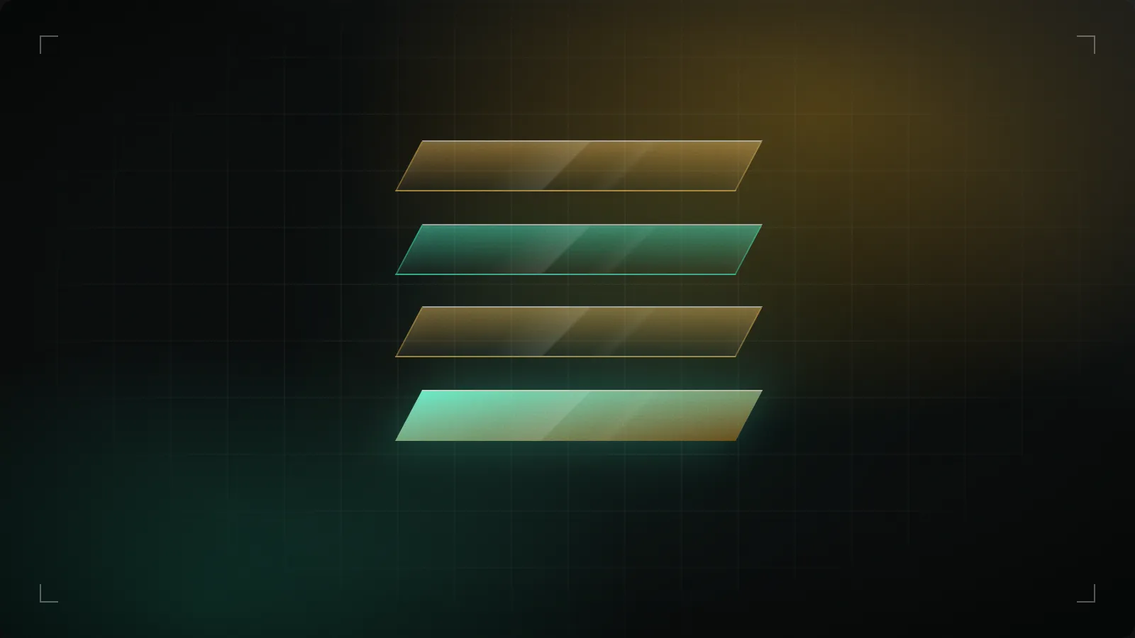 Four stacked amber and teal panels, one for each charge